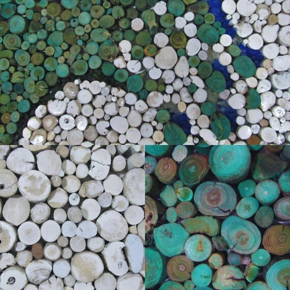 Driftwood Slice Abstract Wave with Seaglass Accents - Wall Hanging Driftwood Art