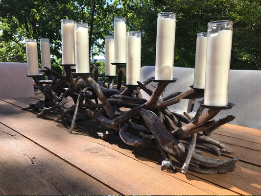 Custom Listing for Danielle - Stained Dark 12 Candle Candelabra with Candles and Enclosures