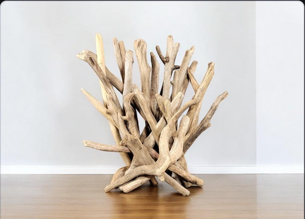 Small Abstract Driftwood Sculpture - Customizable Wood Color