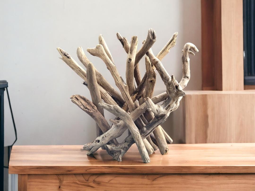 Small Abstract Driftwood Sculpture - Customizable Wood Color