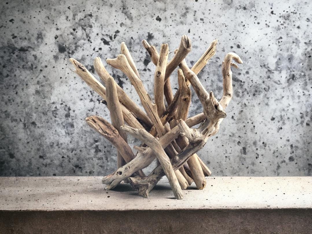Small Abstract Driftwood Sculpture - Customizable Wood Color